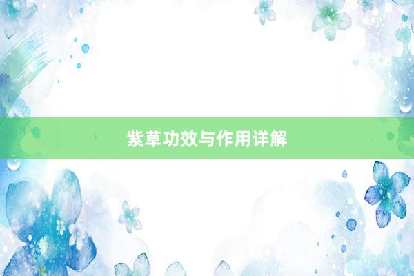 紫草功效与作用详解